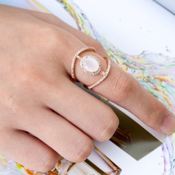 🎊Fashion Double Layer Pure Oval Opal Zircon Fashion Rings for Women, EVGG1210 - Picture 4 of 6